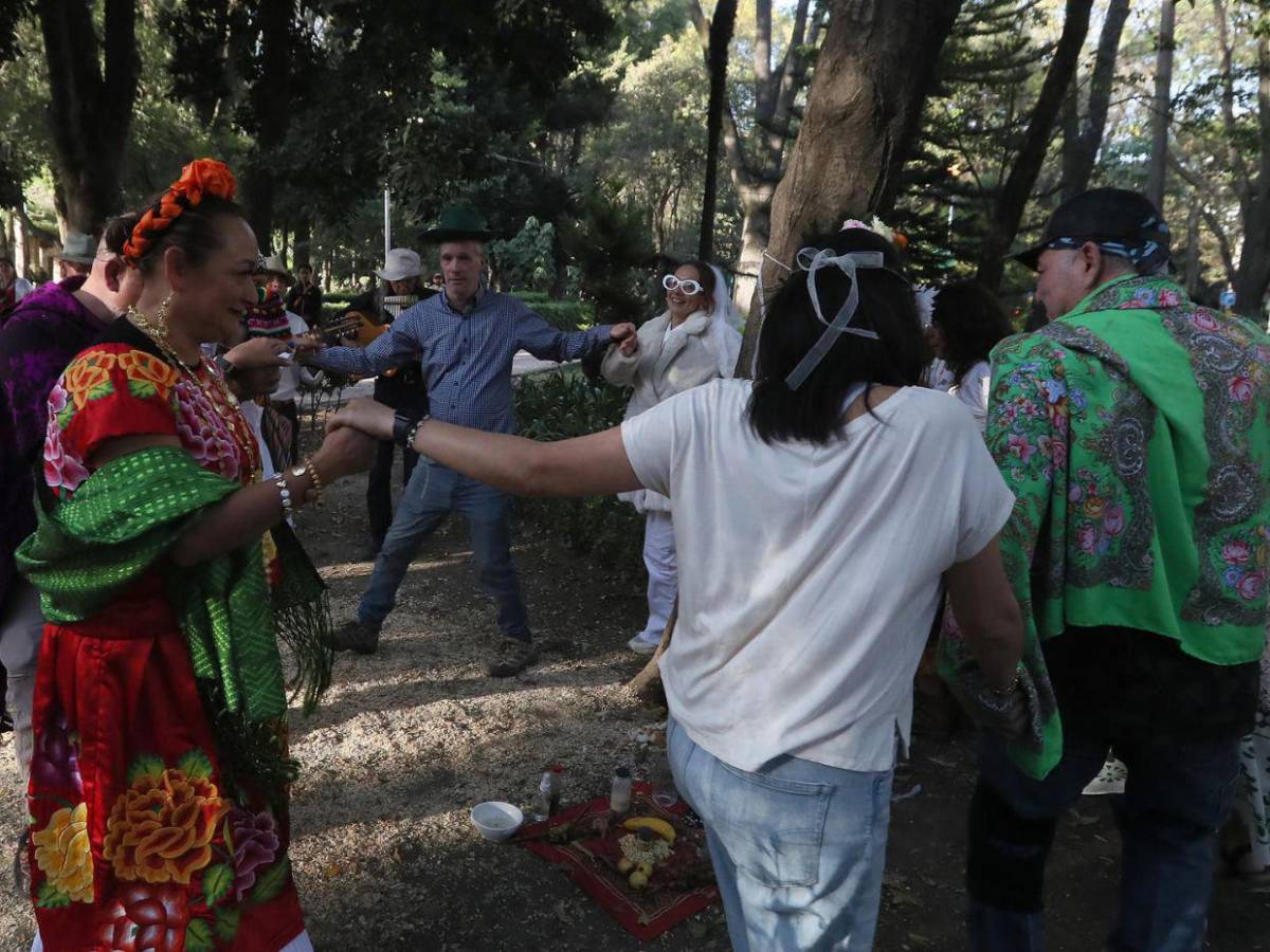Una boda poco común: 11 personas “se casan” con un árbol en CDMX para alzar la voz contra la deforestación