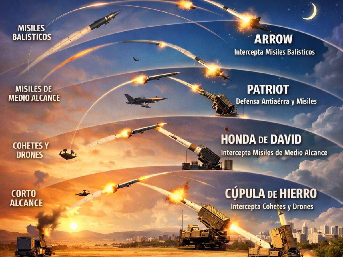 ¿Cómo funciona el sistema multicapa, la defensa antimisiles utilizada por Israel?