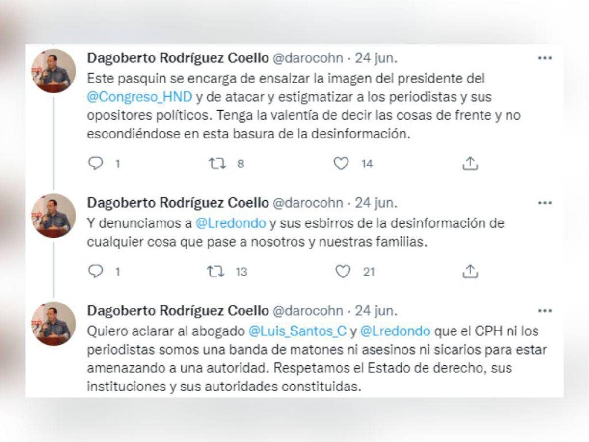 Expresidente del CPH denuncia a Luis Redondo por supuesta campaña de desprestigio