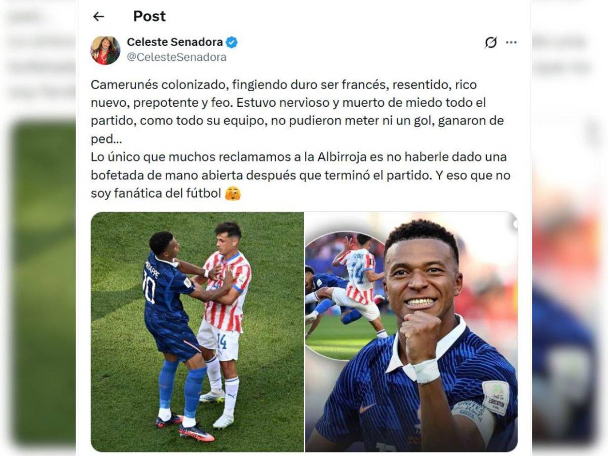 Mbappé atiza contra senadora de Paraguay: Es una mujer despreciable e indigna