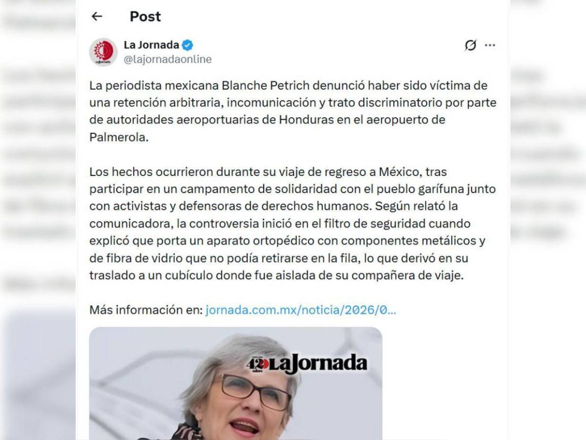 Periodista mexicana denuncia trato degradante en aeropuerto Palmerola: Ordenaron que me quitara el pantalón