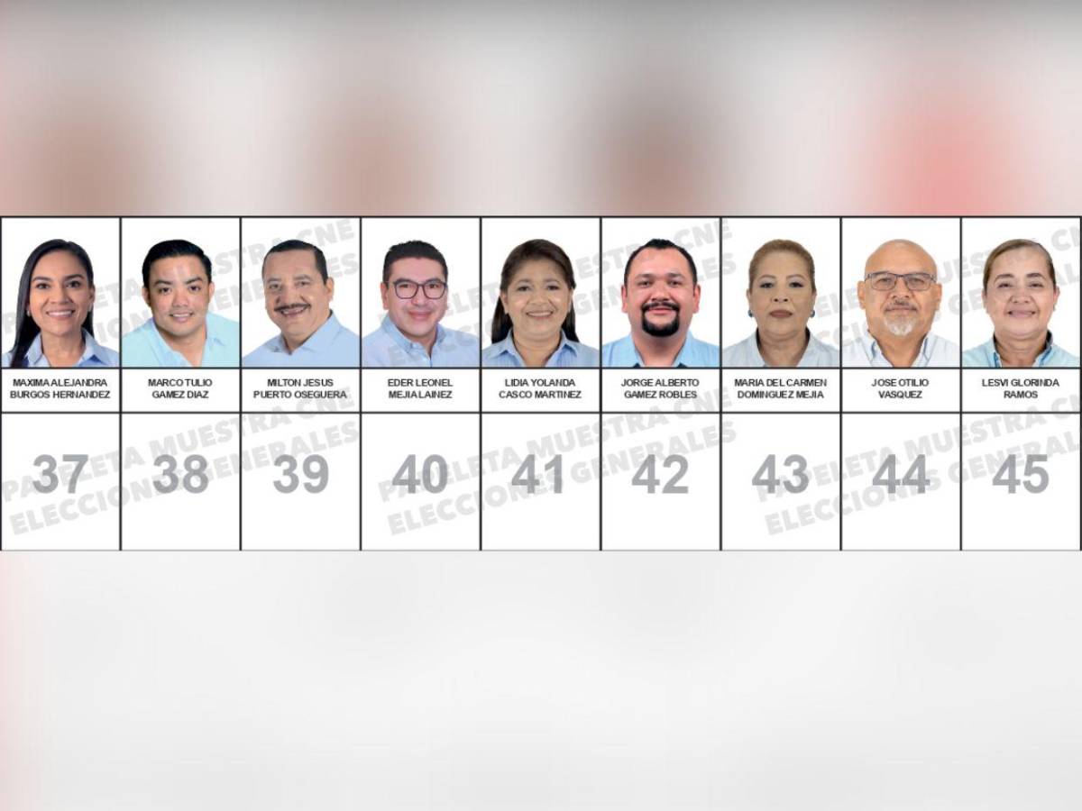 Papeleta con los rostros de los candidatos a diputados nacionalistas que buscan un curul en el CN