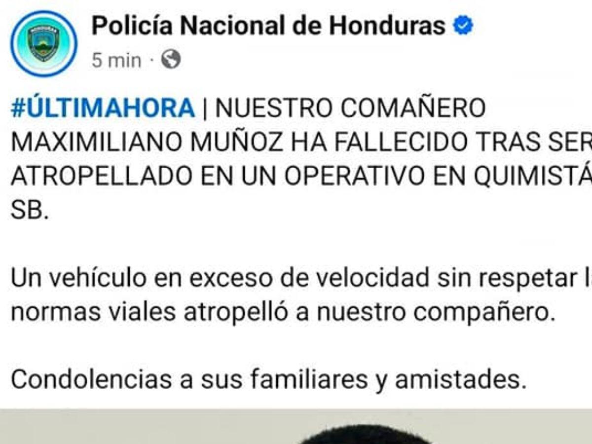 Maximiliano Muñoz, policía atropellado por conductor que se negó a hacer el alto en operativo