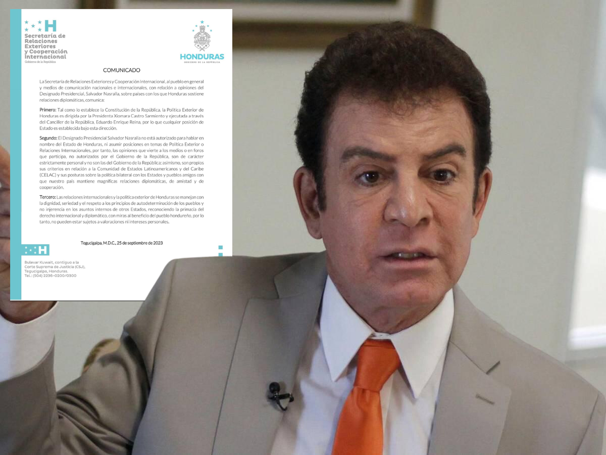 “Son propios sus criterios”:  Cancillería desautoriza a Nasralla para hablar en nombre del gobierno