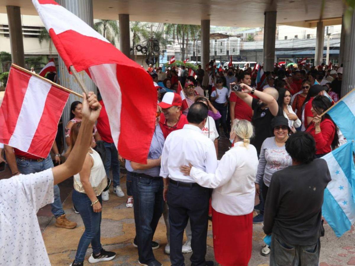 Liberales se manifiestan afuera del Congreso Nacional; piden respetar la democracia