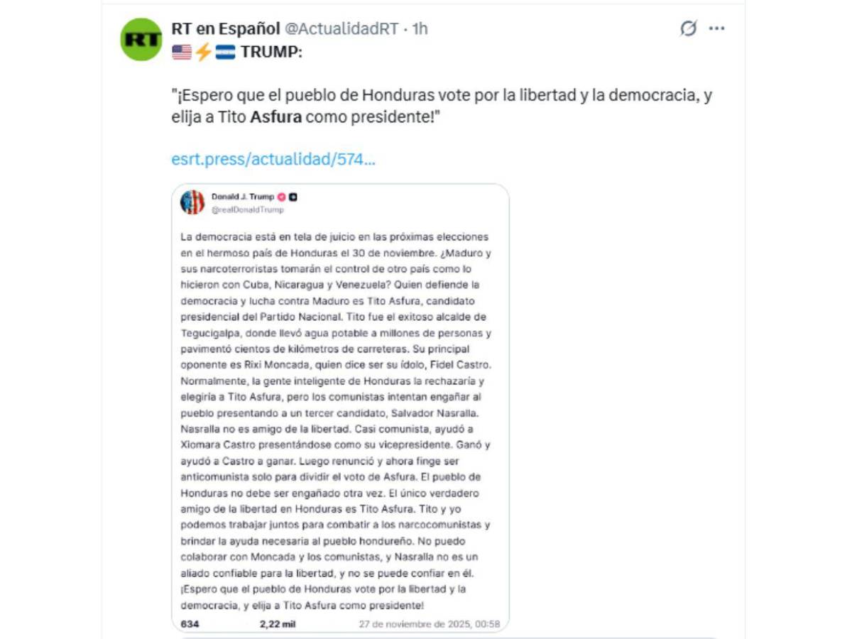 Así informa el mundo tras mensaje de Trump en el que pide que voten por Nasry Asfura