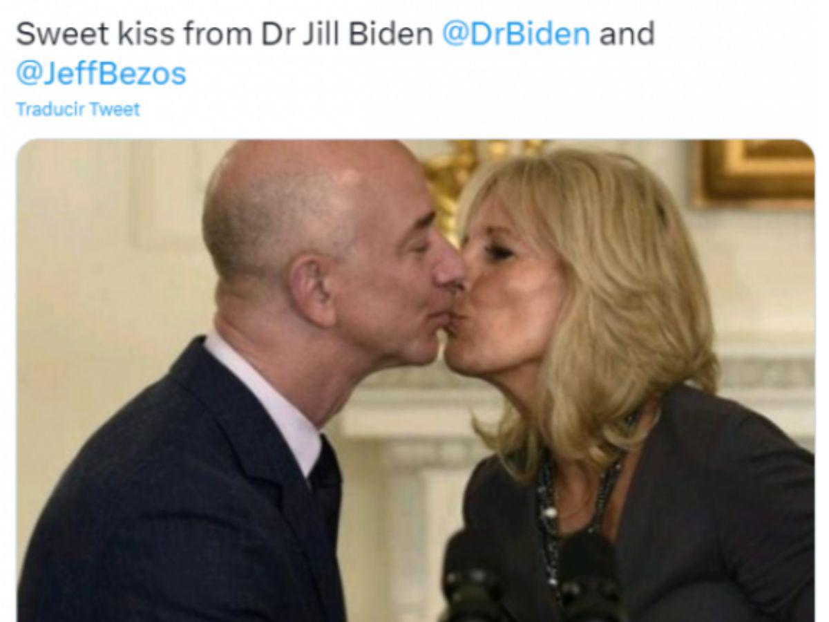 Esta fue la imagen de Jill Biden y Jeff Bezos que se viralizó.