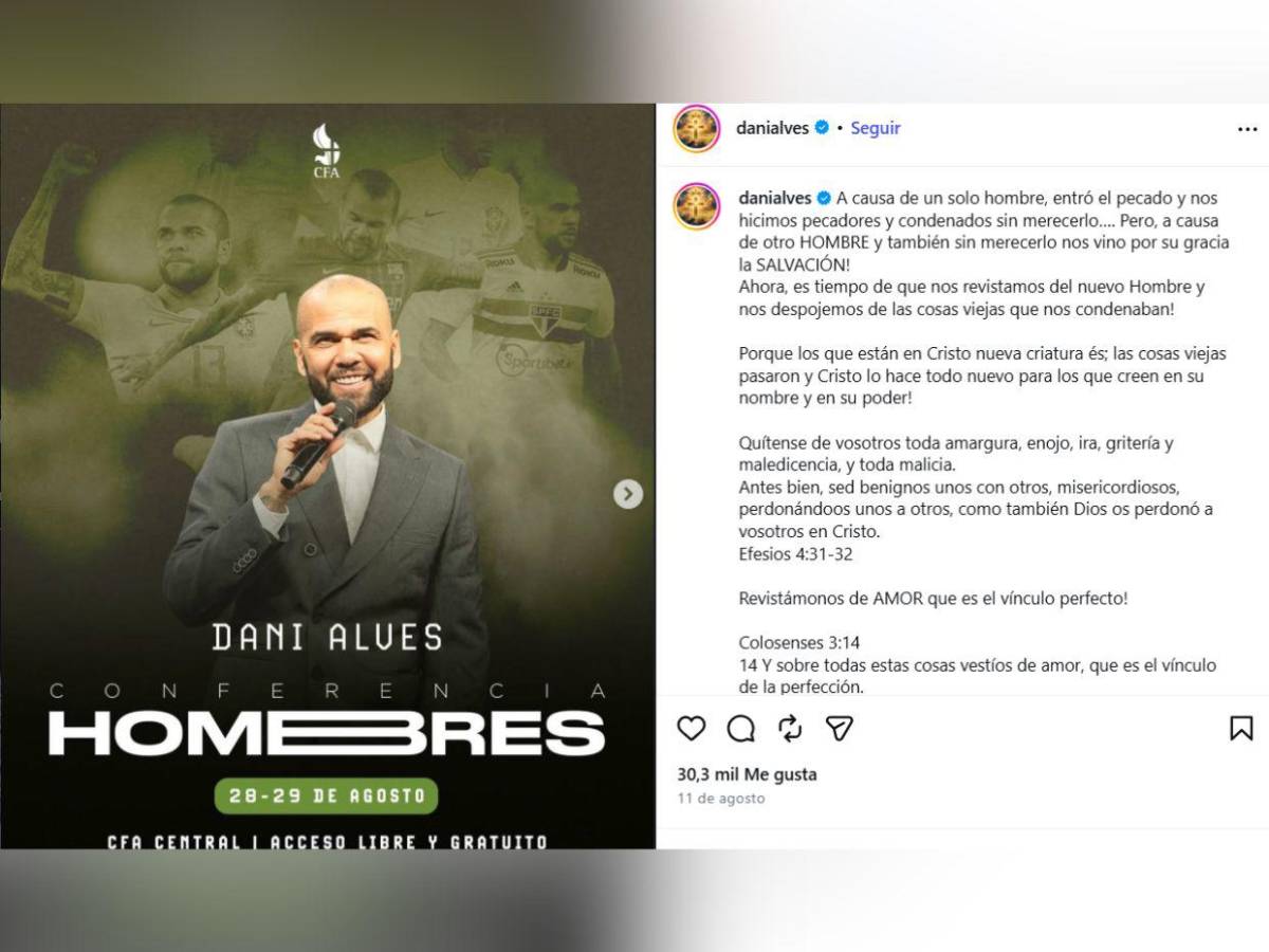 Dani Alves: de estar preso por agresión sexual a ser predicador y apoyar a Bolsonaro