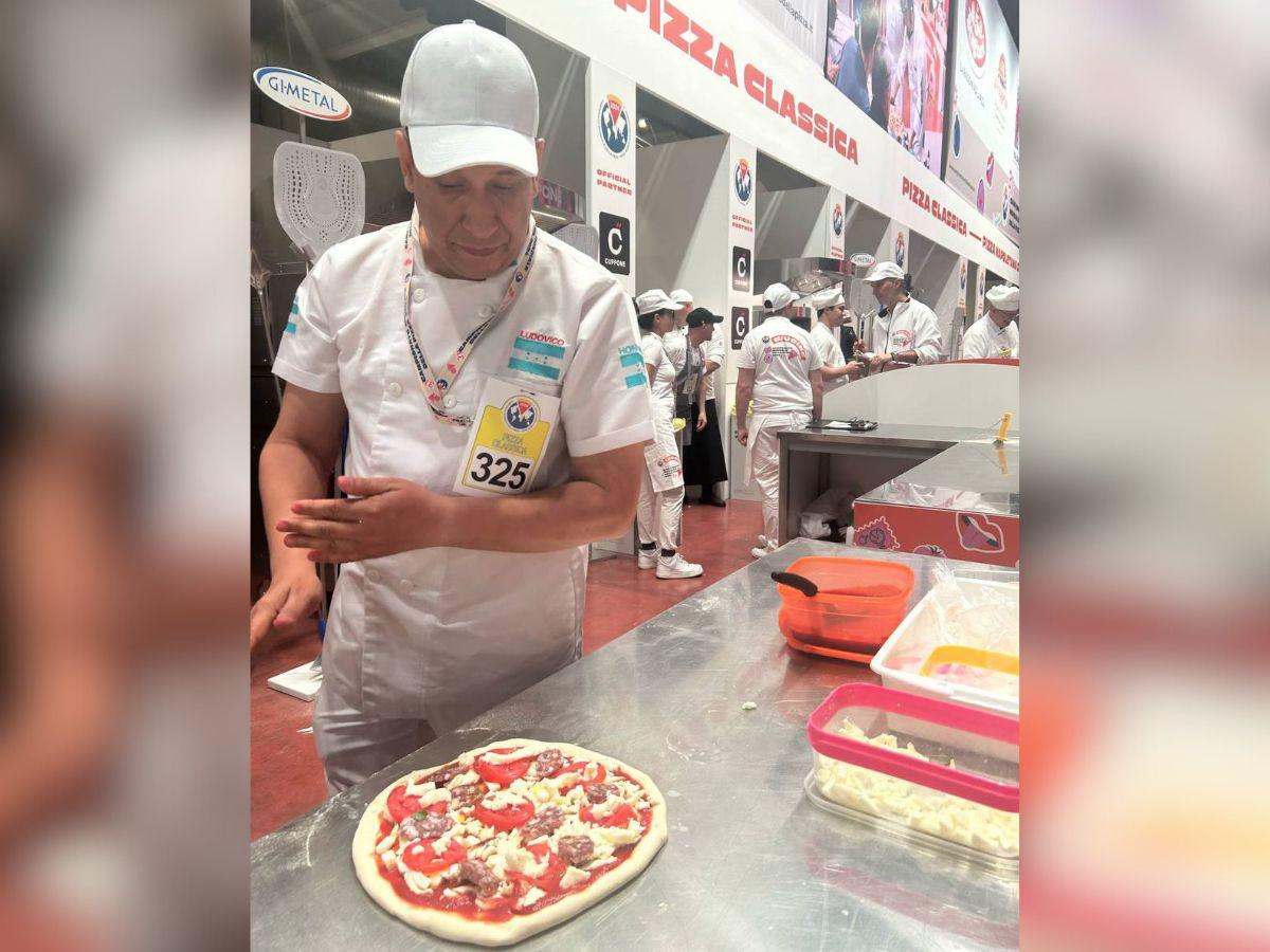 La “margarita esbagliatta”, es la pizza con la que compitió el hondureño.