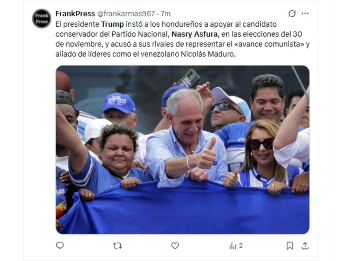 Así informa el mundo tras mensaje de Trump en el que pide que voten por Nasry Asfura