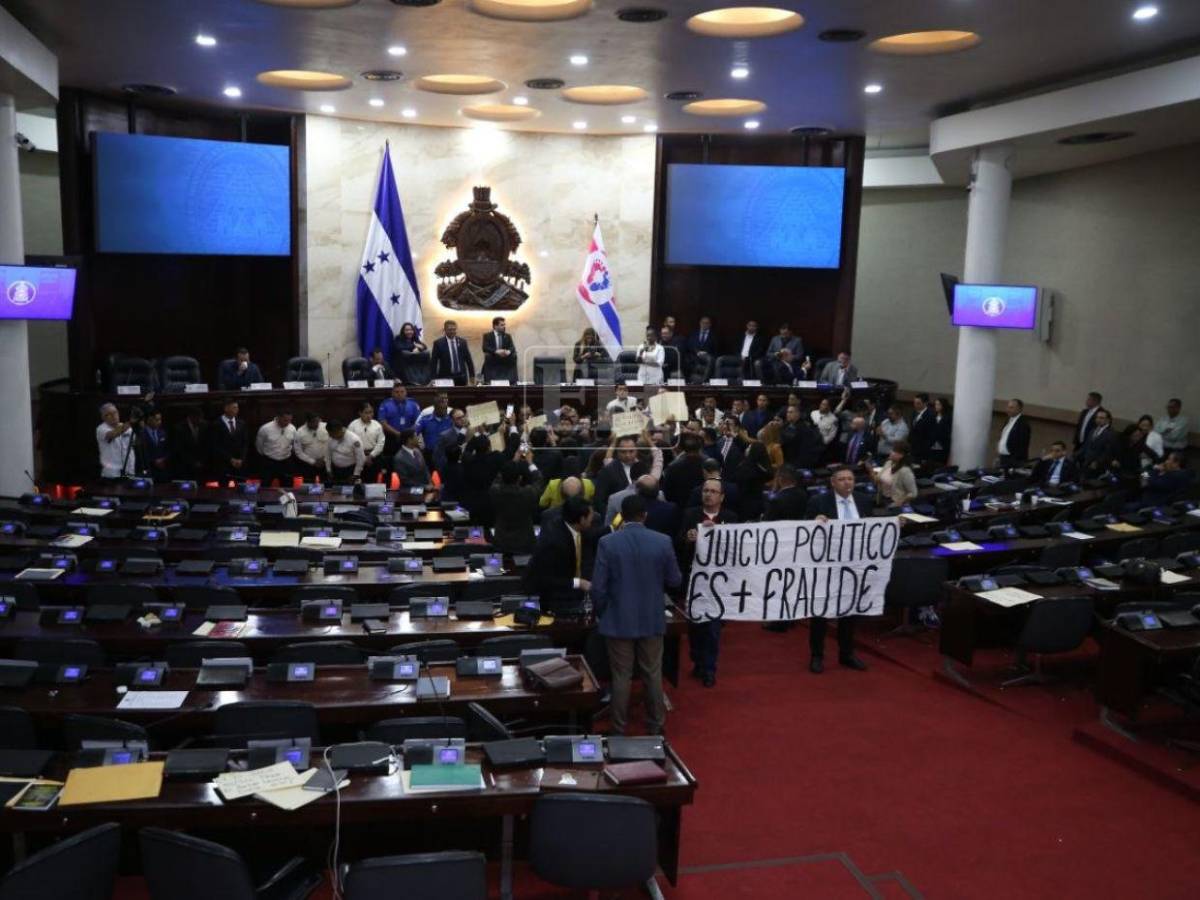 Caídas, empujones y humo: así se vivió aprobación de denuncia para juicio político a Johel Zelaya