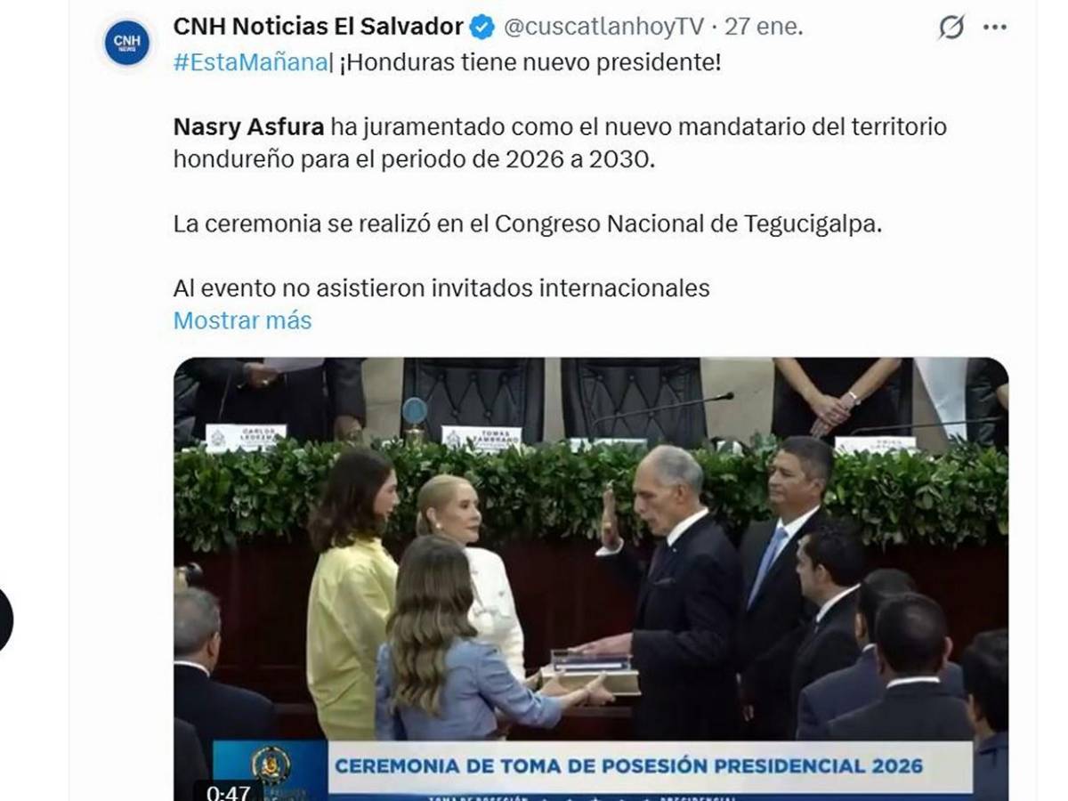Medios internacionales publican toma de posesión de Nasry Asfura en Honduras