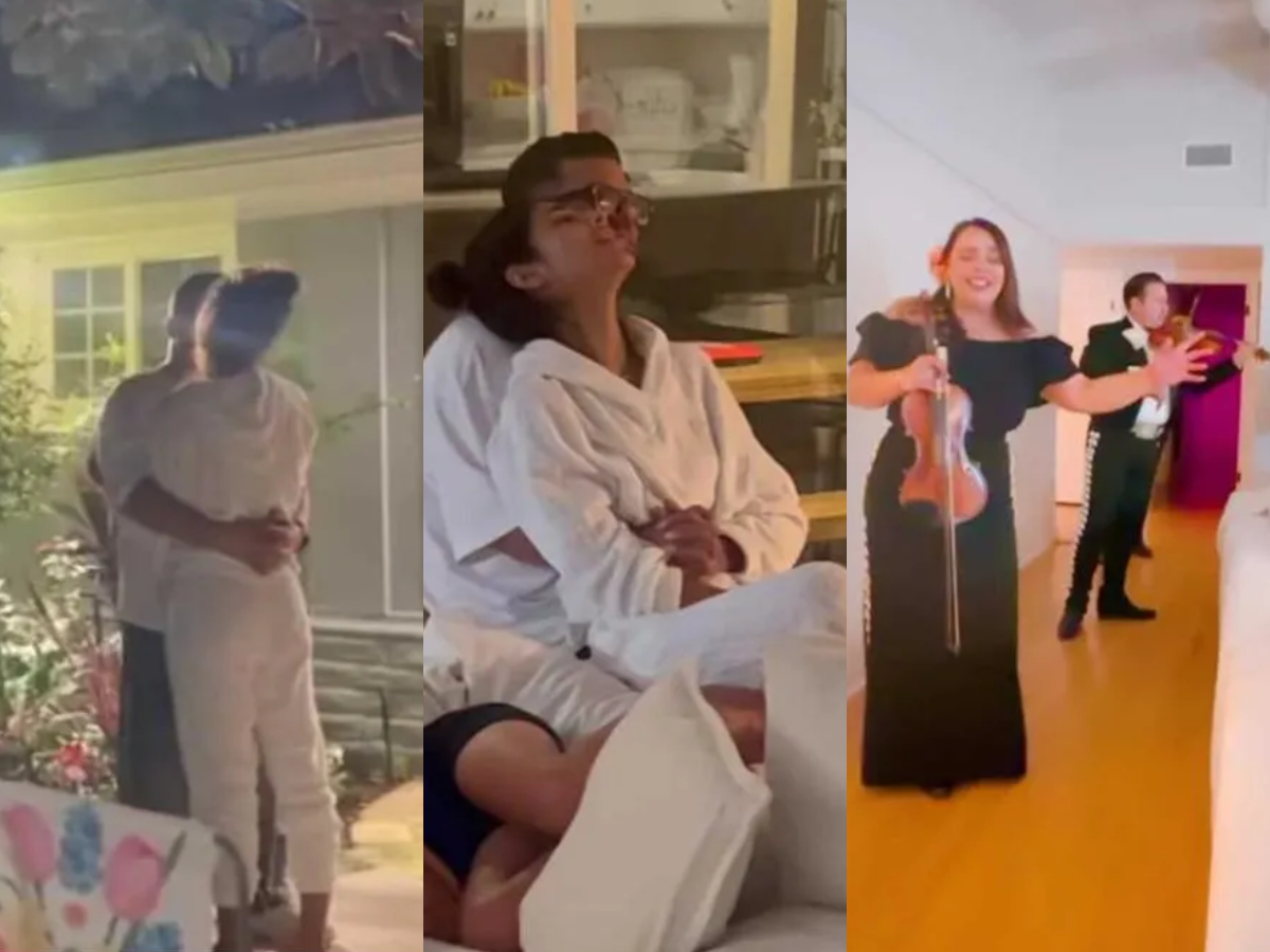 Aníbal sorprendió a Alejandra con un ramo de flores y mariachis.