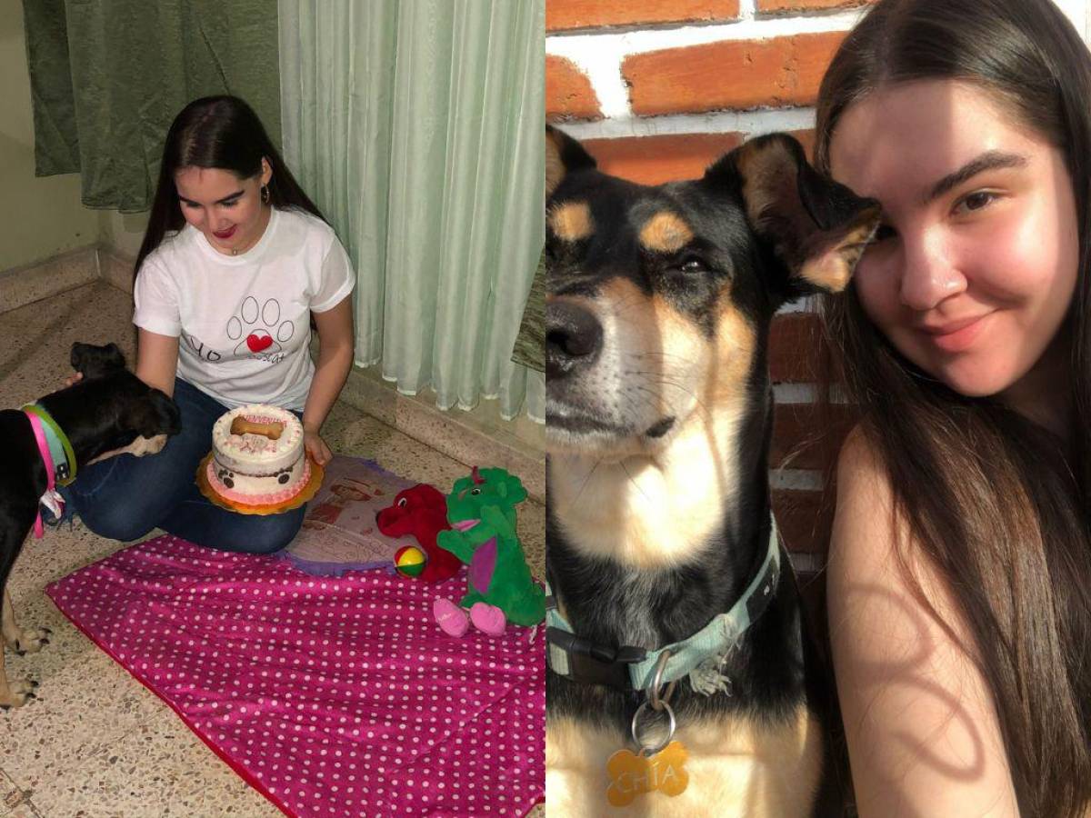 Raquel es amante de los animales, en esta fotografía aparece con Chía, una perrita rescatada, quien ha sido pieza clave para inspirar a la joven a salir adelante.