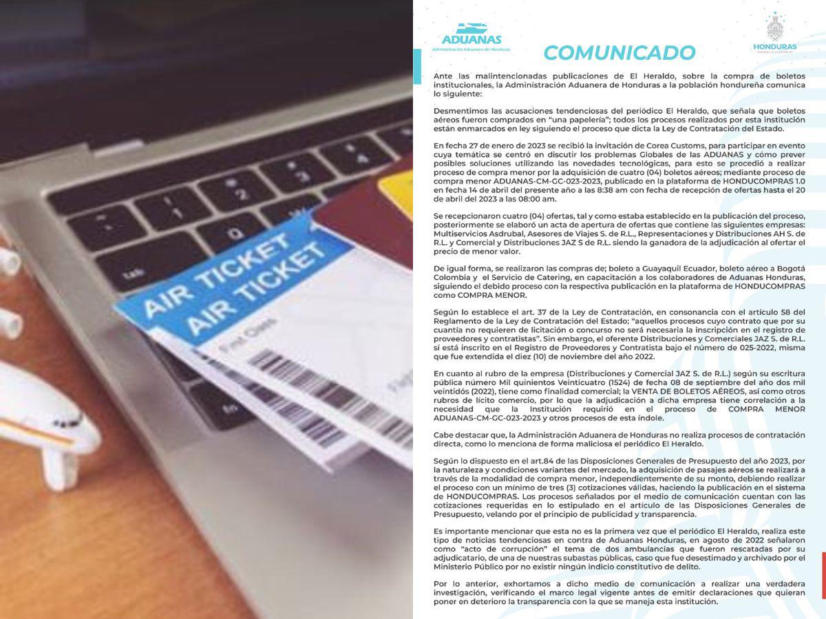 Aduanas niega que comprara boletos aéreos a papelería