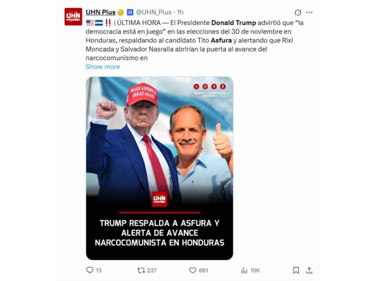 Así informa el mundo tras mensaje de Trump en el que pide que voten por Nasry Asfura