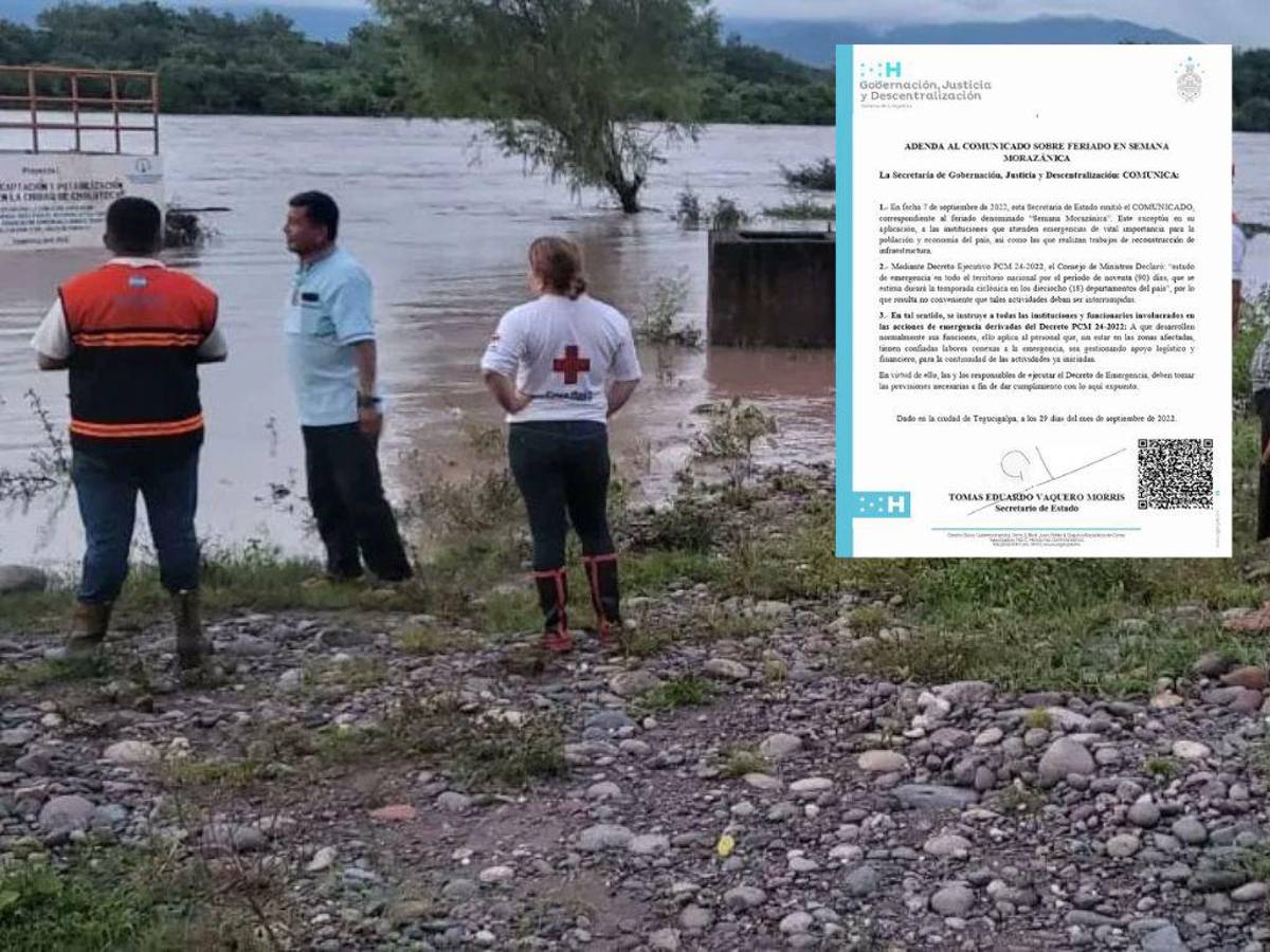 Suspenden Feriado Morazánico en entidades que atienden emergencia en Honduras