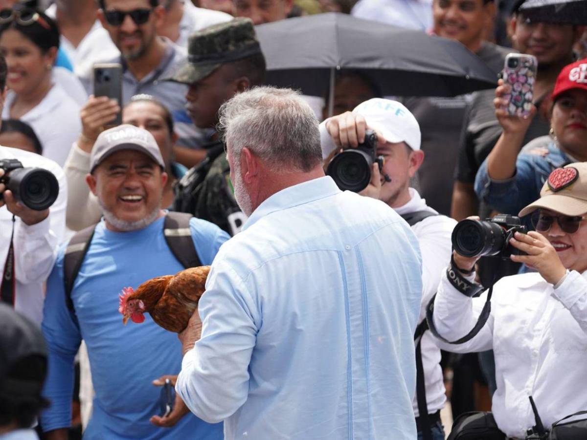 Entre bailes y un pollo en manos: Roberto Contreras se suma a los desfiles patrios en SPS