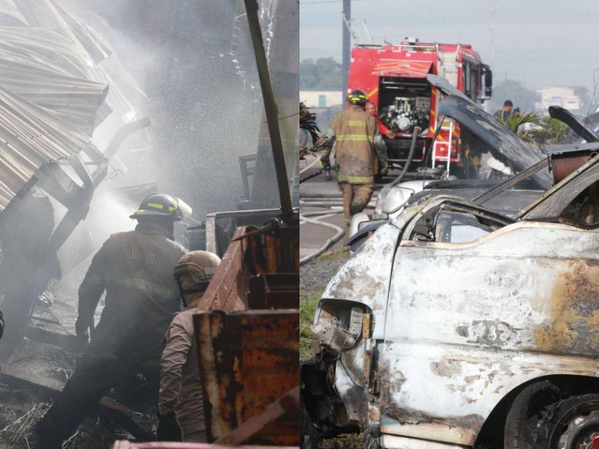 Vehículos calcinados y pérdidas cuantiosas: imágenes del incendio en yonker de Santa Ana