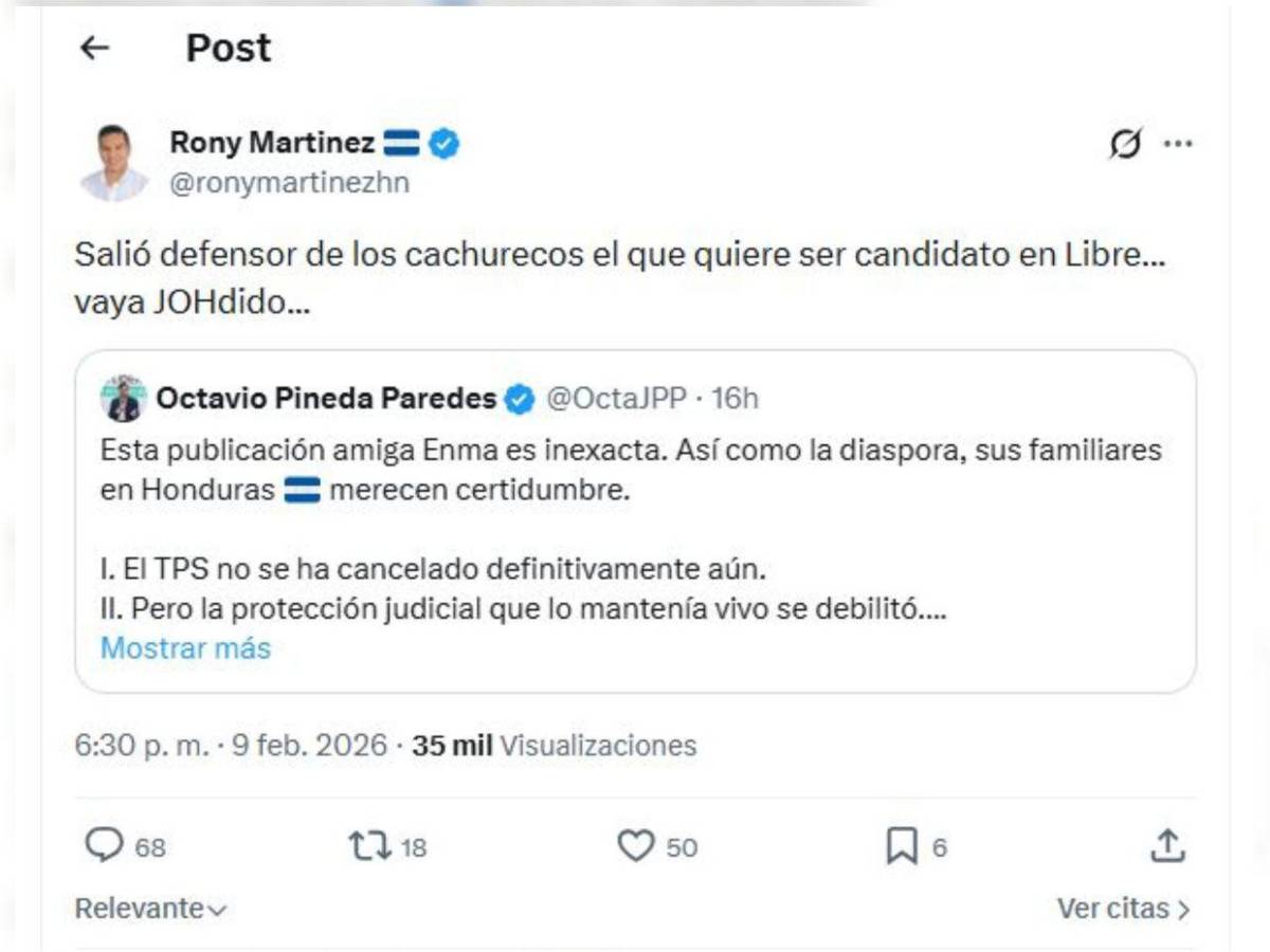 “Salió defensor de los cachurecos”: periodista acusa a Octavio Pineda