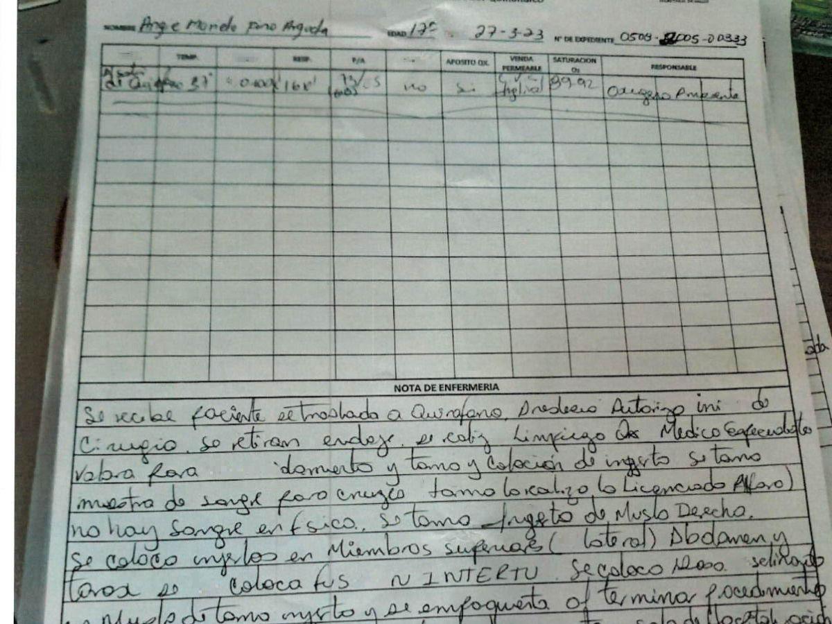 $!En este expediente se detalla que no había sangre en físico, pero siempre se realizó el injerto.