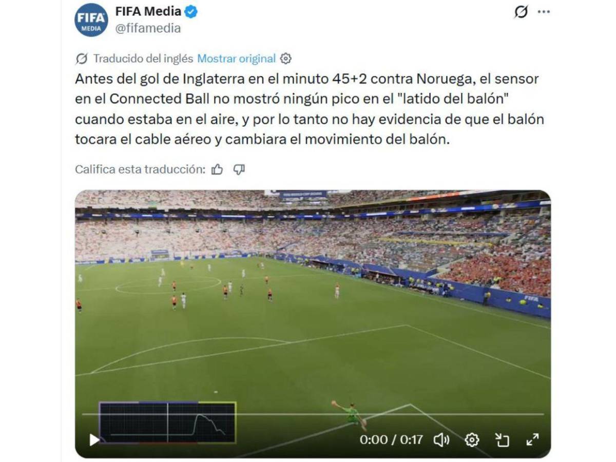 ¿El balón rozó una cámara aérea? Polémica por gol de Inglaterra ante Noruega en el Mundial
