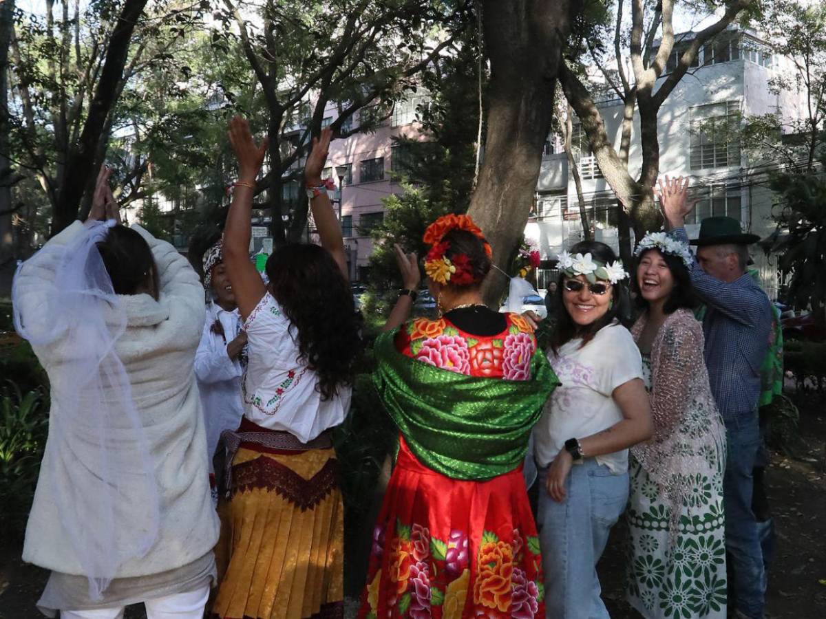 Una boda poco común: 11 personas “se casan” con un árbol en CDMX para alzar la voz contra la deforestación
