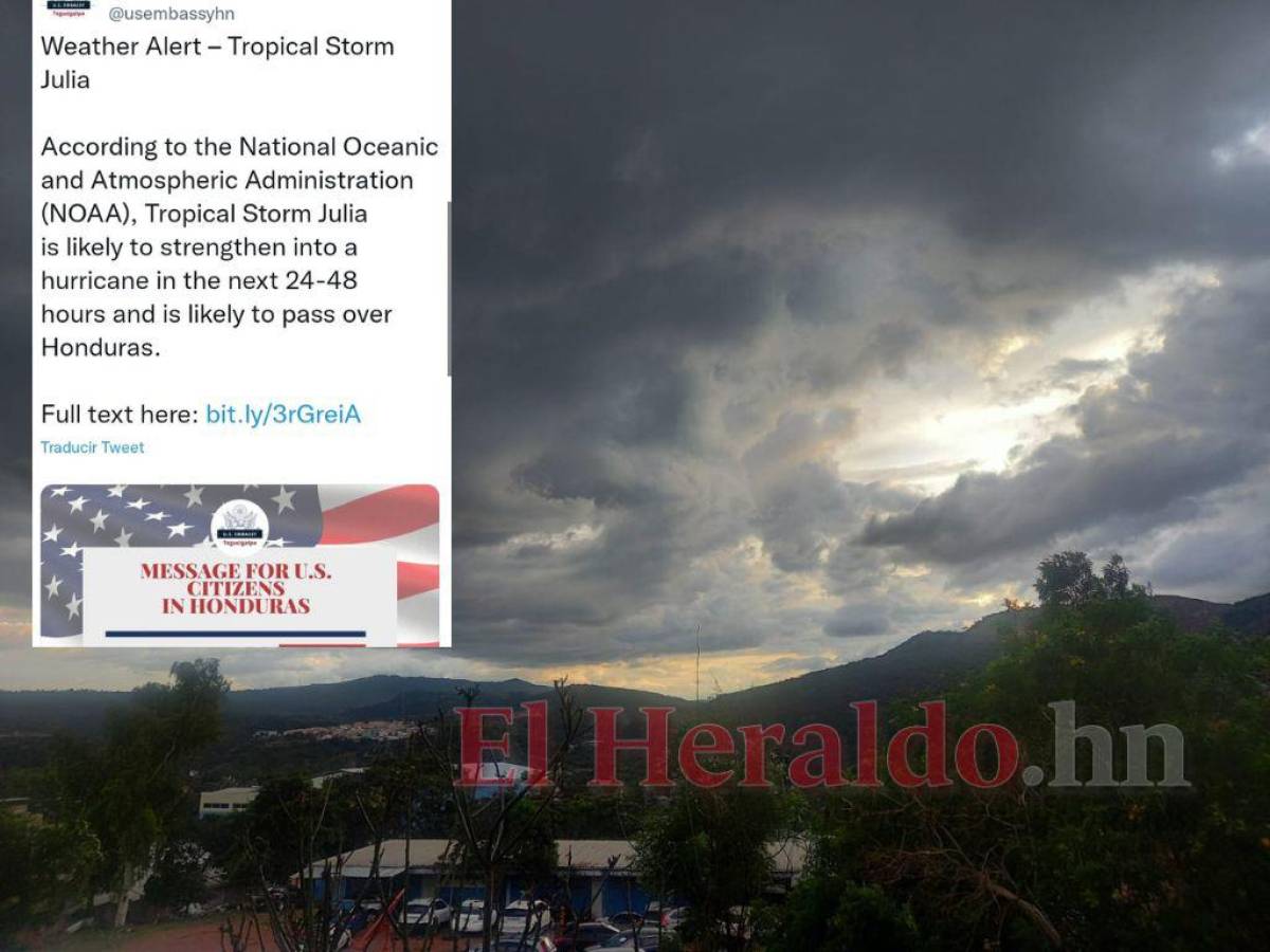Embajada de EEUU brinda recomendaciones a sus ciudadanos en Honduras por llegada de tormenta tropical Julia