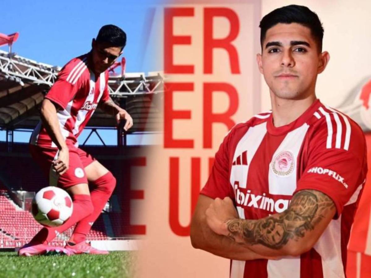Luis Palma es presentado con el Olympiacos de Grecia al lado de lujoso carro