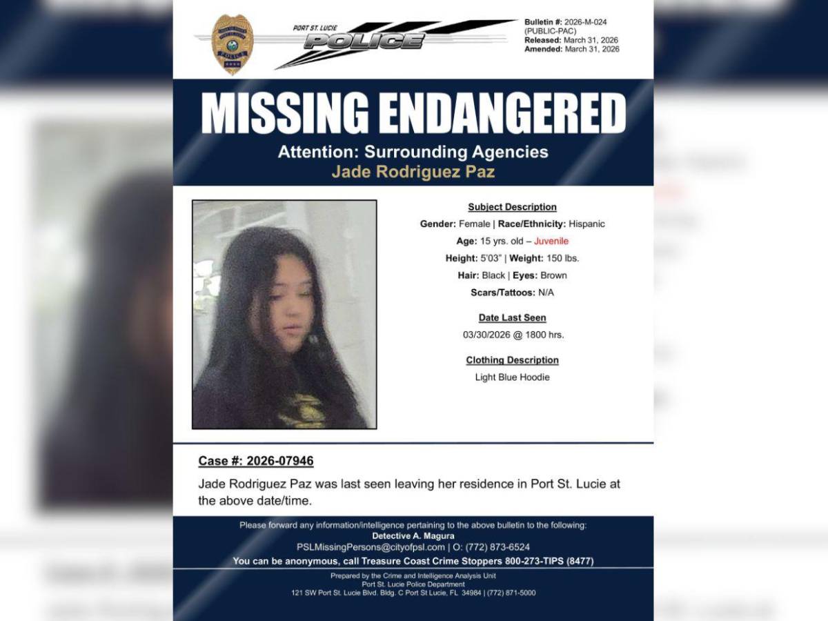 Angustia por Jade Rodríguez Paz, quinceañera hondureña desaparecida en Florida