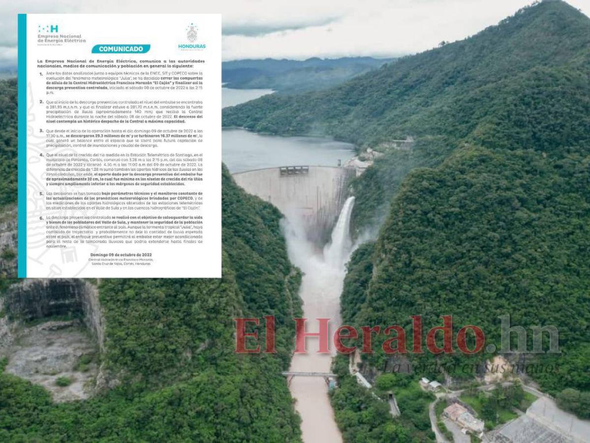 Concluyen descargas preventivas en la represa hidroeléctrica El Cajón