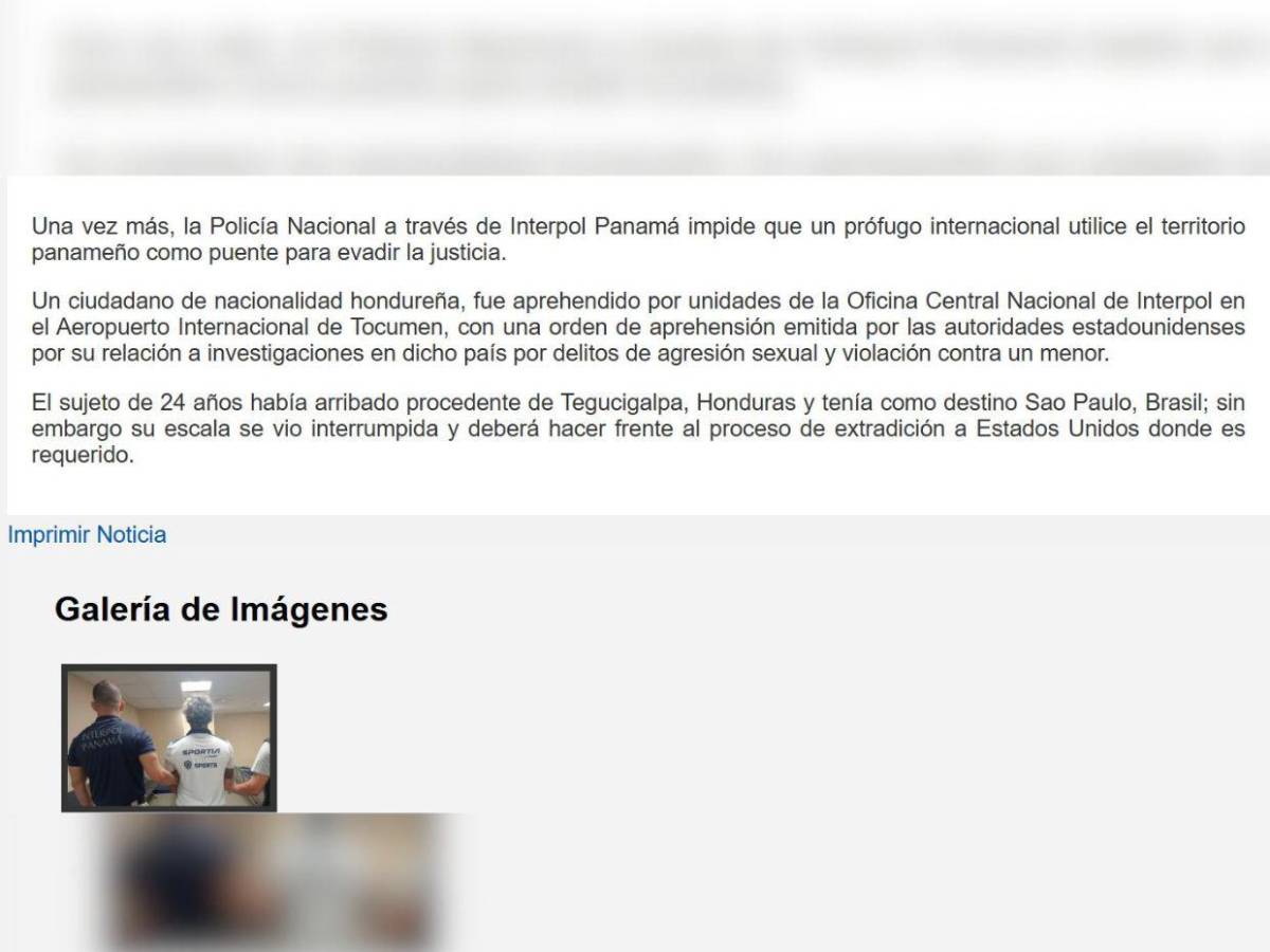 Interpol de Panamá detiene a tiktoker hondureño que iba a Brasil y anuncian extradición a EE UU