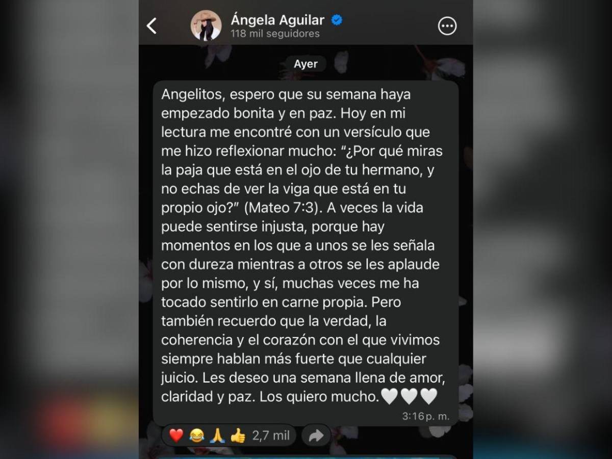 Ángela Aguilar afirma sentirse víctima de señalamientos injustos