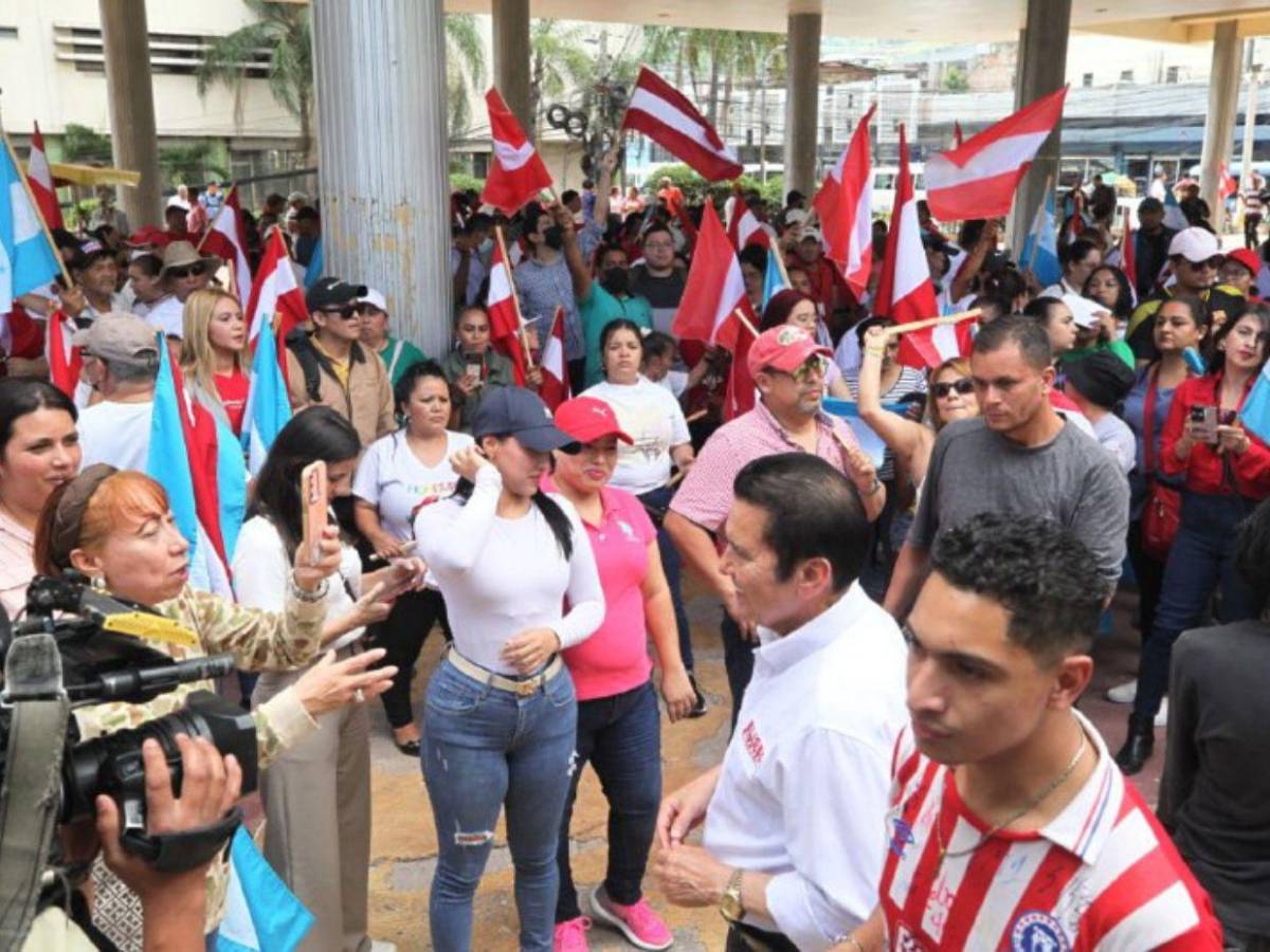 Liberales se manifiestan afuera del Congreso Nacional; piden respetar la democracia