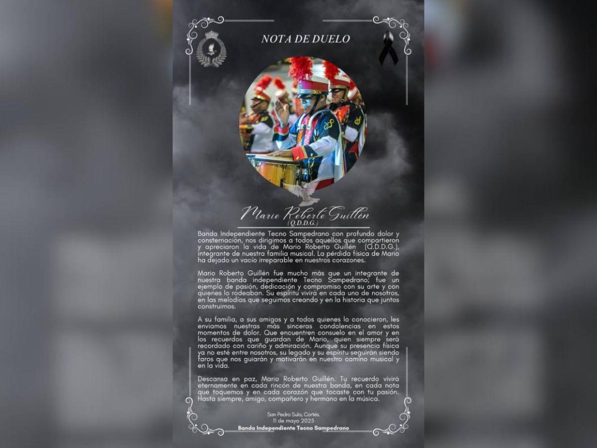 Mario Guillén, el integrante de una banda de guerra que fue asesinado en Villanueva