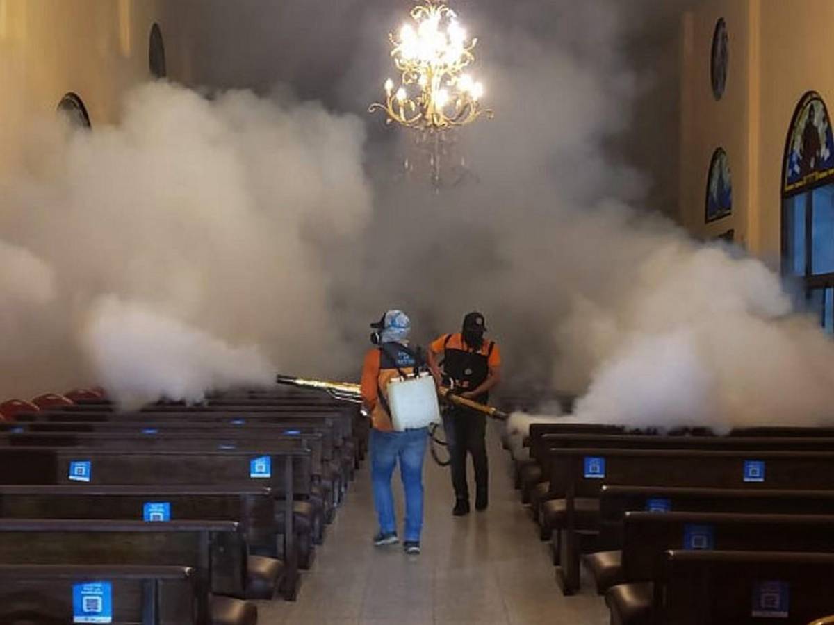 Fumigan la Basílica de Suyapa y alrededores previo a la Alborada