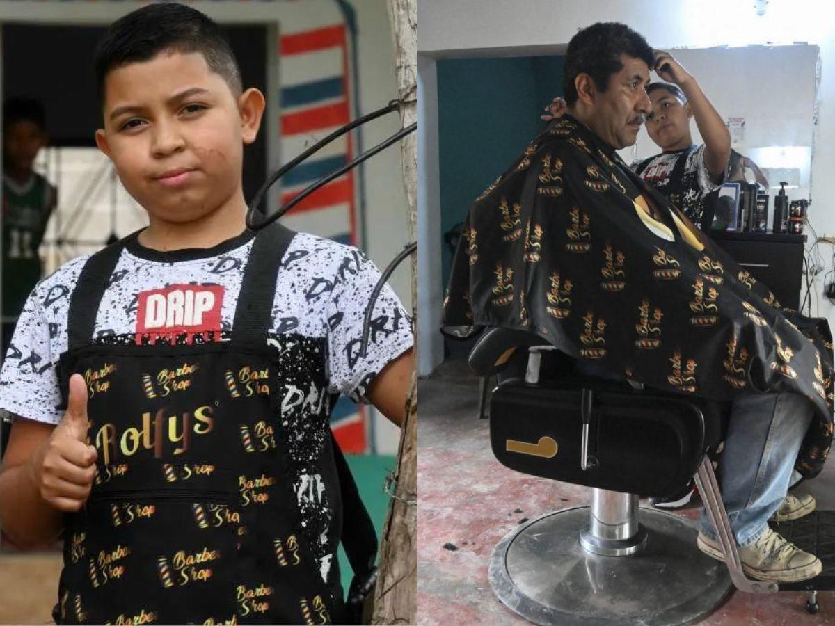 Eduardo Espinal, el niño de 12 años que trabaja como barbero para ayudar a su familia en Comayagua