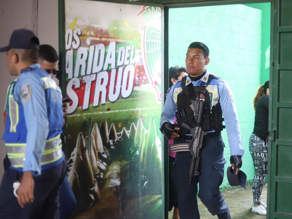 Fuerte dispositivo de seguridad para la semifinal Marathón vs Motagua