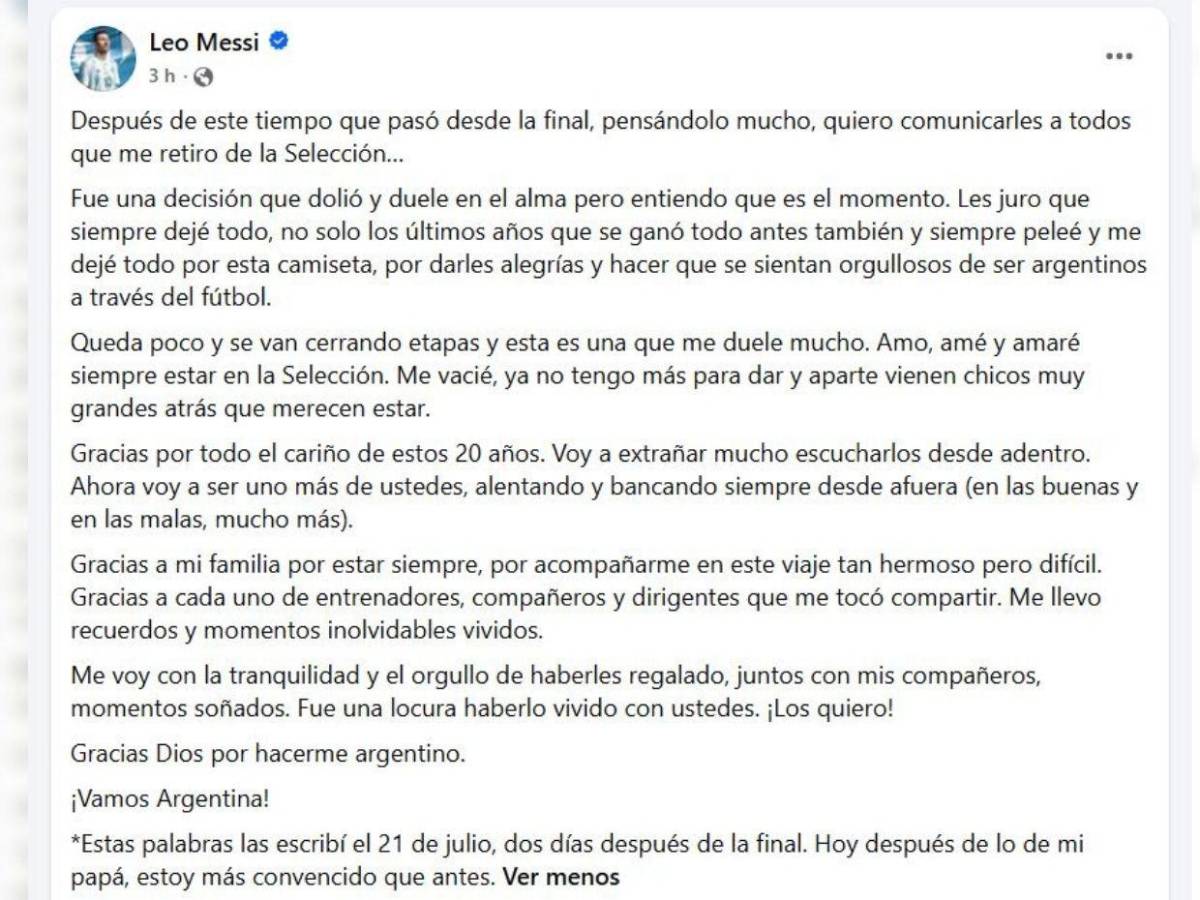 Infantino se rinde ante él: reacciones tras retiro de Messi de la Selección de Argentina