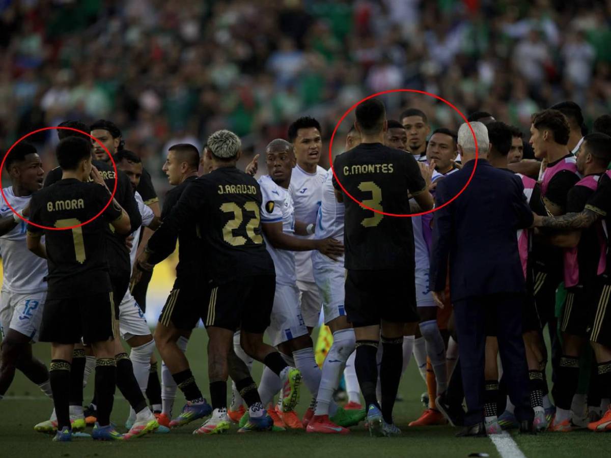 En fotos: Así fue la pelea entre jugadores de Honduras y México en la semifinal de Copa Oro