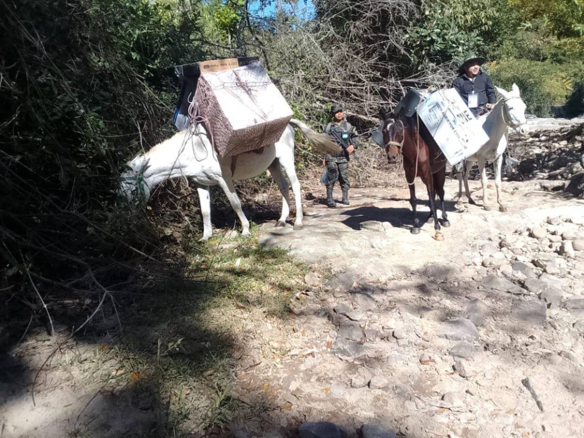 En lanchas y a lomo de mula trasladan maletas electorales a Colomoncagua y Morolica