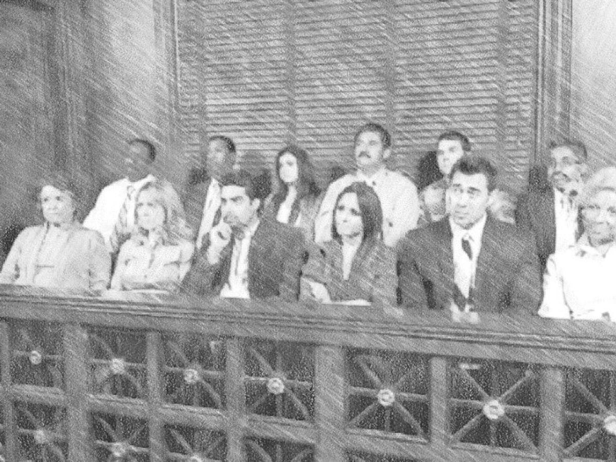 Esta ilustración no muestra al jurado que condenó a JOH, es del juicio de Ghislaine Maxwell