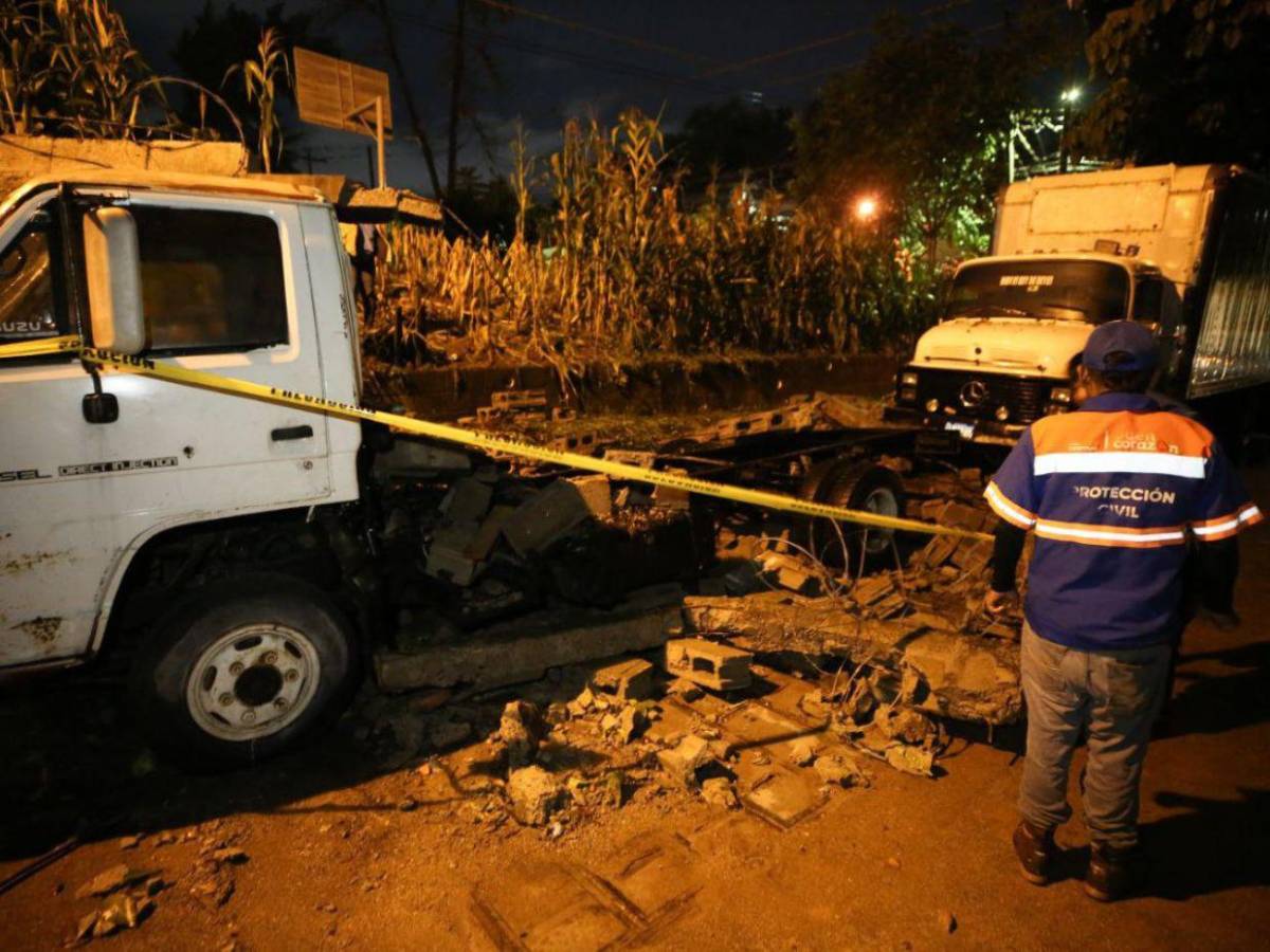 Colapsa muro perimetral del INFOP en La Pradera por intensas lluvias en Tegucigalpa