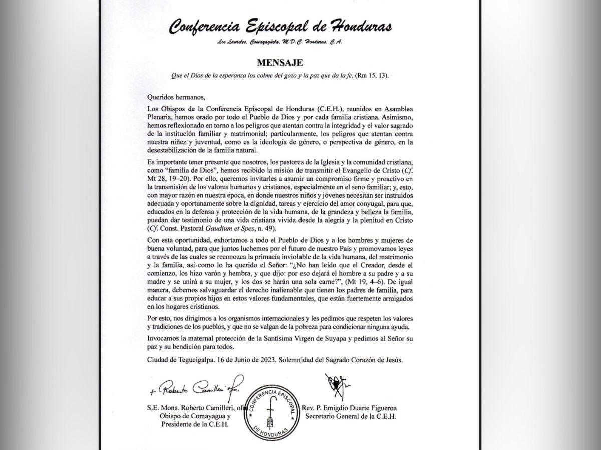 El comunicado de la Conferencia Episcopal pide que se respete el derecho de los padres de educar a sus hijos en estos temas.