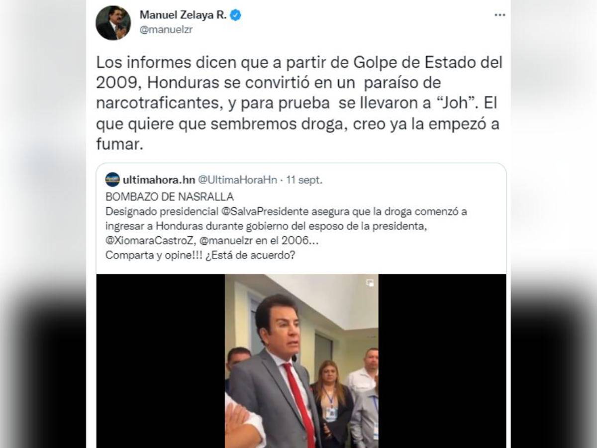 Este fue el tuit de Zelaya.