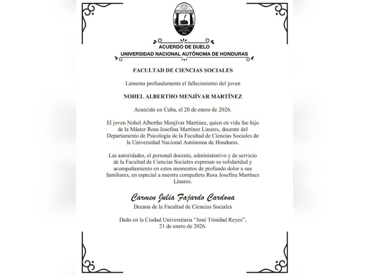 Fallece médico hondureño Nohel Menjívar mientras realizaba especialidad en Cuba