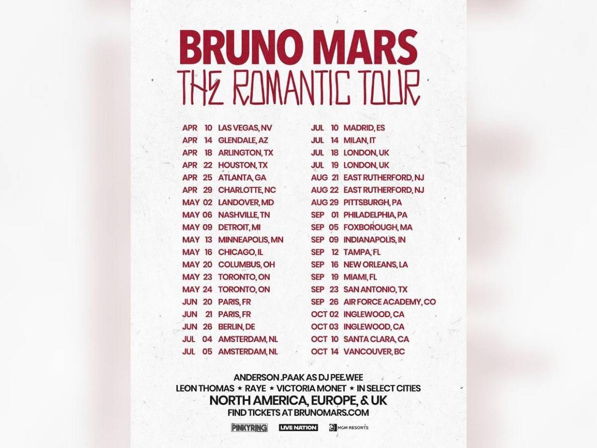 Bruno Mars prepara su regreso musical con el álbum y la gira The Romantic