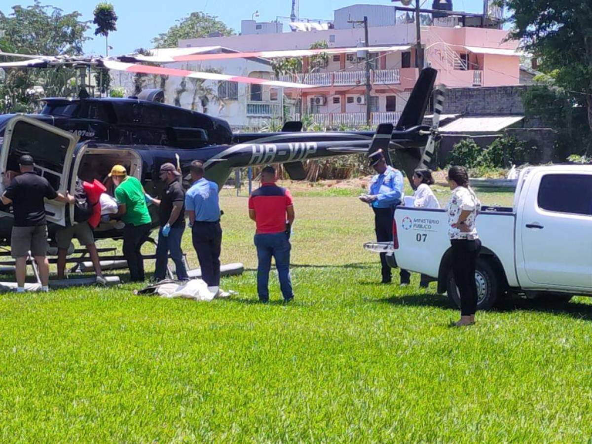 Un helicóptero llevó los restos de Linci Fernández para que pueda ser reclamado por sus familiares.