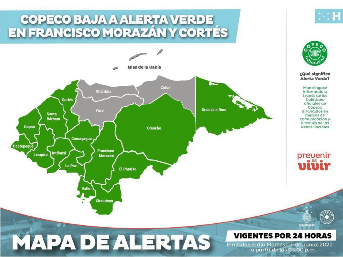 Alerta verde por lluvias se mantiene en 14 departamentos de Honduras