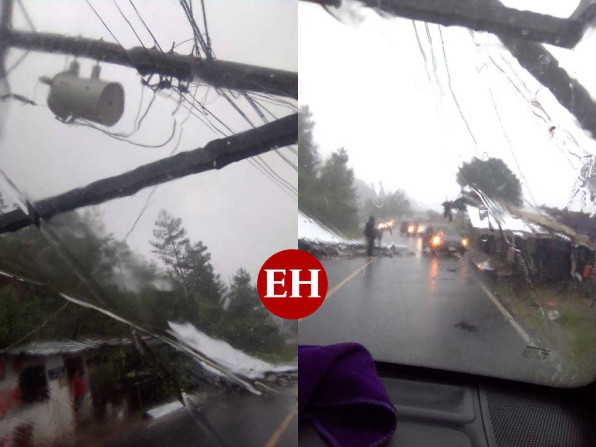 Lluvias provocan caída de postes y rótulos en carretera a Cantarranas